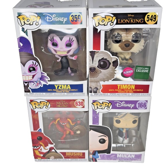 Funko Pop Disney Vinyl Figure Lot Yzma 359 Timon 549 Flocked Mushu